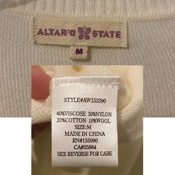Altar D' State knit cotton sweater white dress sz M - Picture 6 of 6